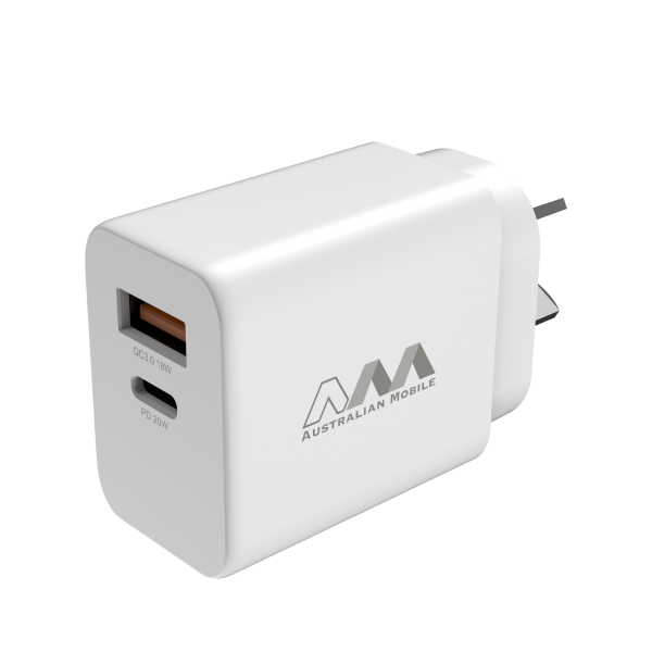 Australian Mobile AMC02 USB-C + USB-A 20W PD QC3.0 Adapter With Smart IC