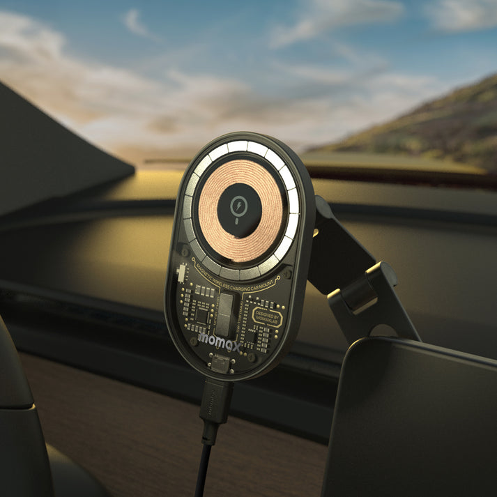 Momax Q.Mag Mount³X 15W Transparent Magnetic Wireless Charging Tesla Car Mount CM20GS