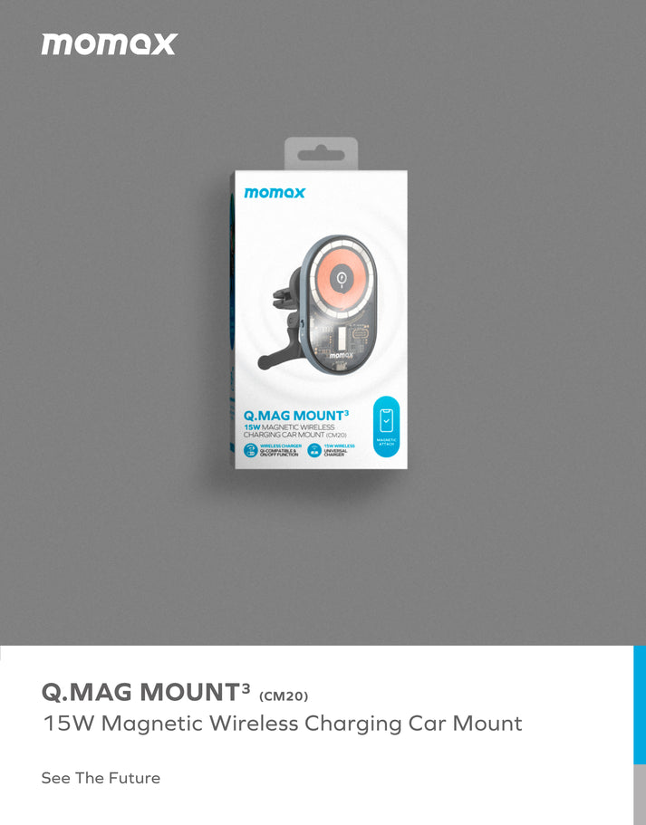 Momax Q.Mag Mount 3 15W Magnetic Wireless Charging Car Mount CM20