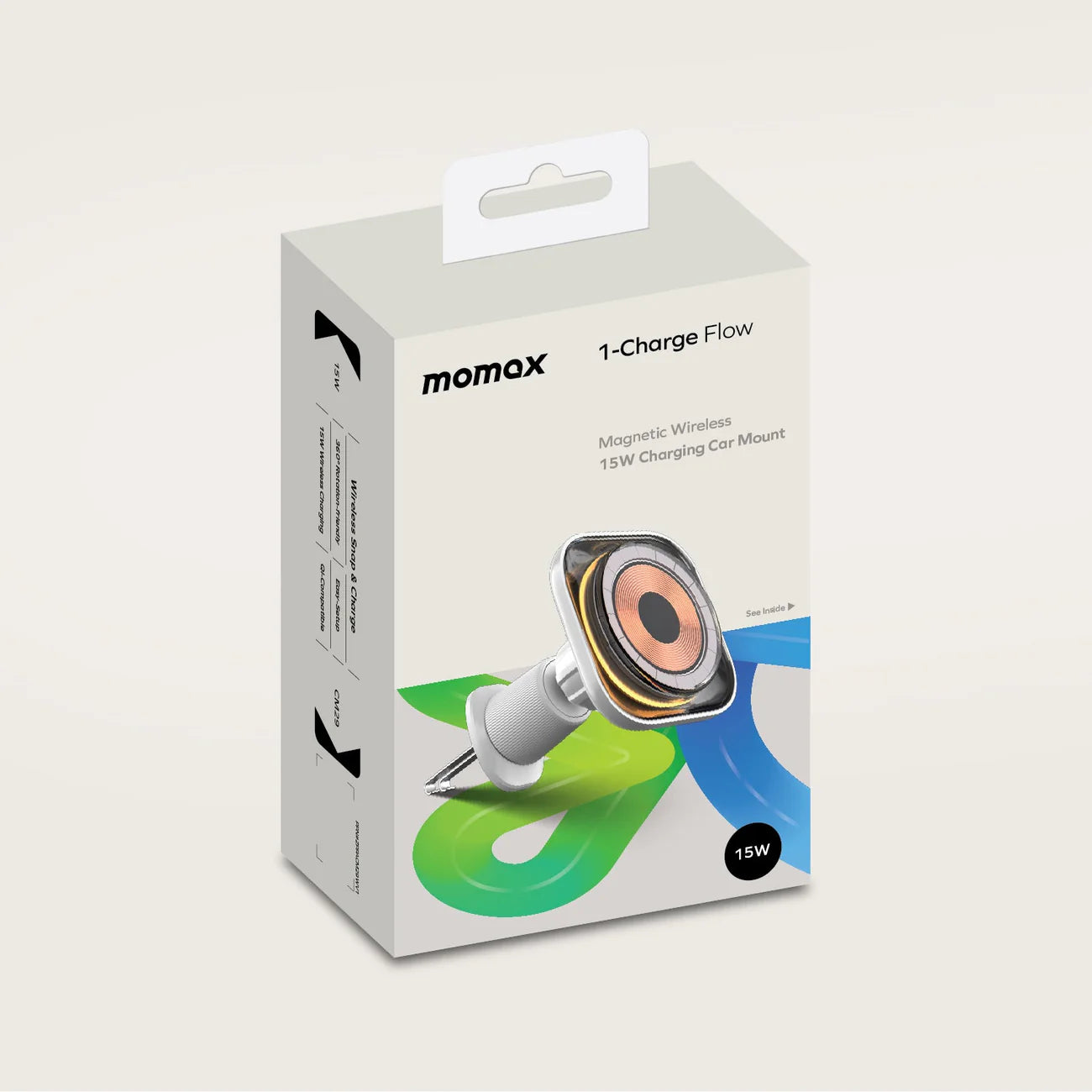 Momax 1-Charge Flow Magnetic Wireless Charging Car Mount 15W