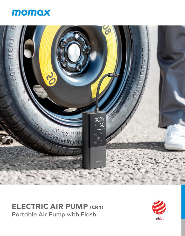 Momax Electric Air Pump Portable Air Pump with Flash CR1D