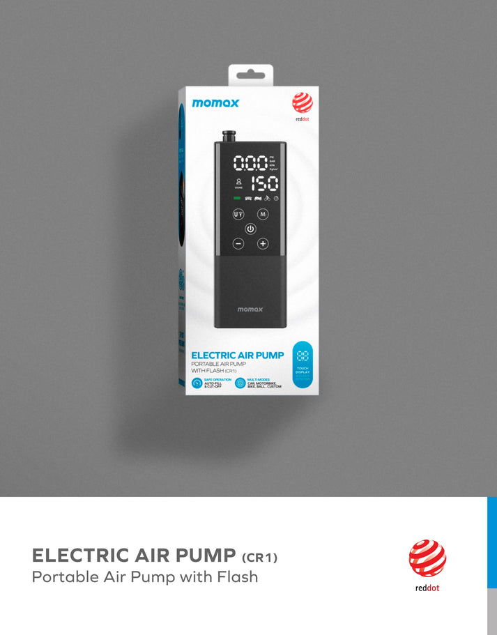 Momax Electric Air Pump Portable Air Pump with Flash CR1D