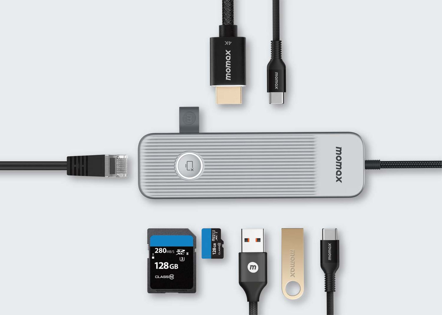 Momax ONELINK 8 in 1 mutil-funtion USB-C hub DH18