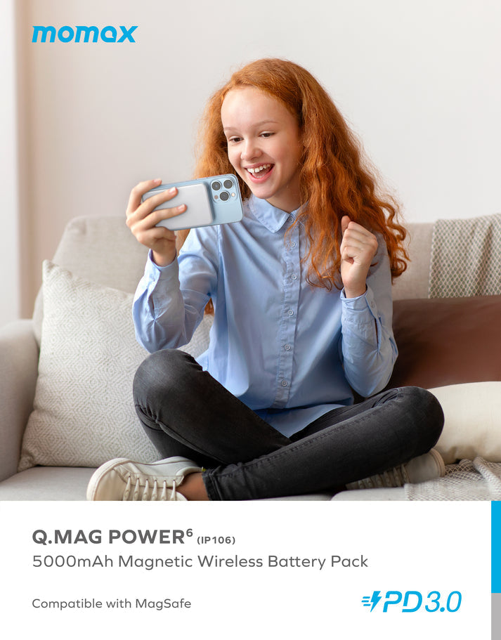 Momax Q.Mag Power 6 Magnetic Wireless Battery Pack 5000mAh IP106