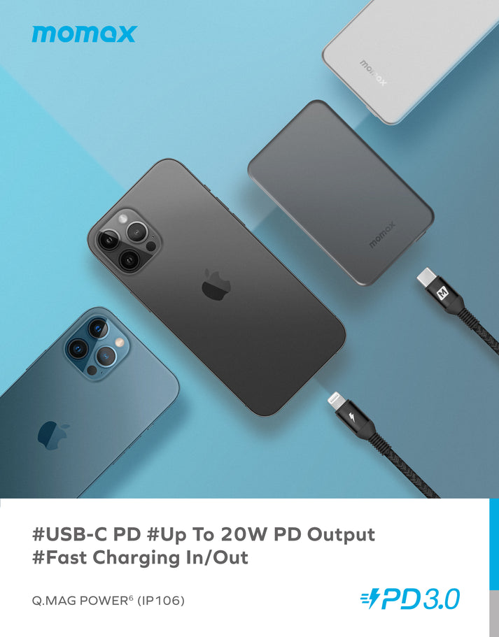 Momax Q.Mag Power 6 Magnetic Wireless Battery Pack 5000mAh IP106