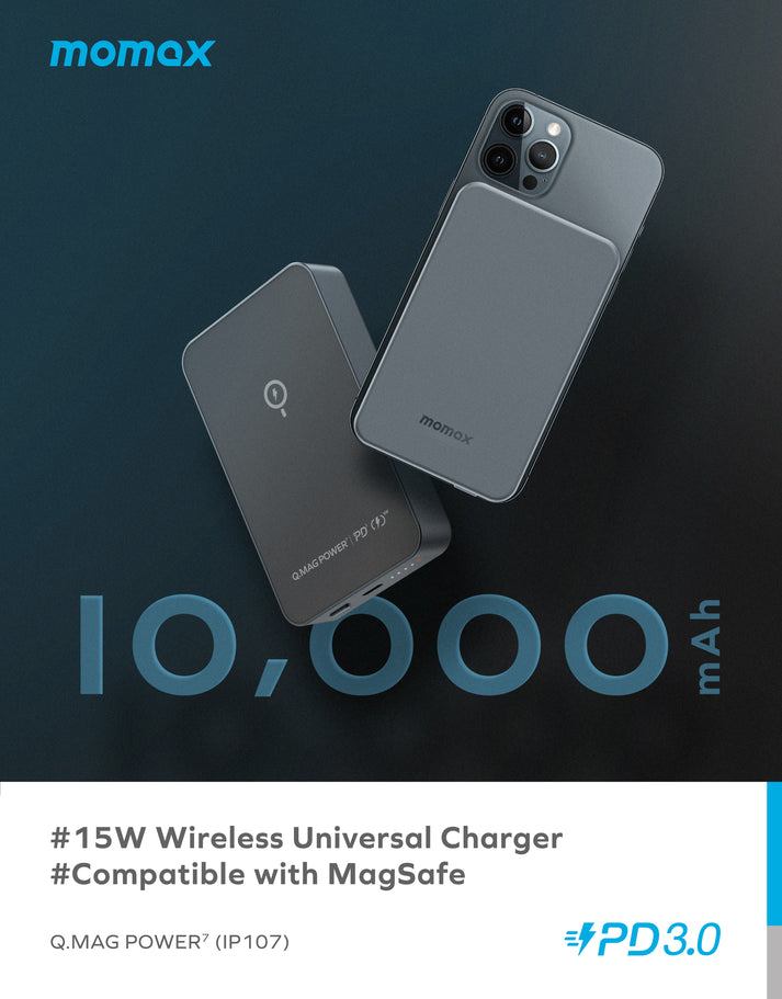 Momax Q.Mag Power 7 Magnetic Wireless Battery Pack 10000mAh IP107