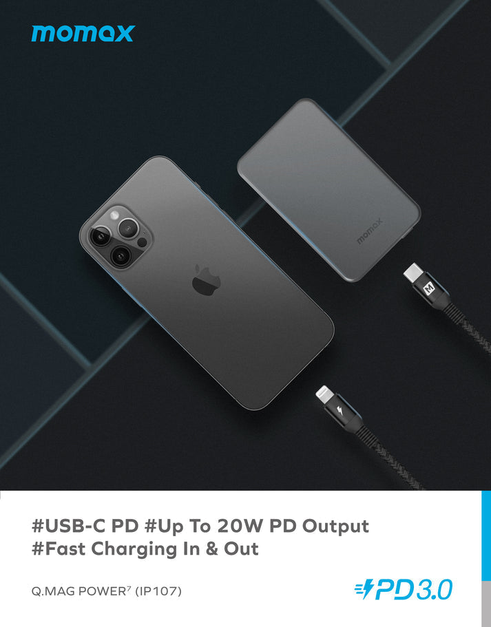 Momax Q.Mag Power 7 Magnetic Wireless Battery Pack 10000mAh IP107