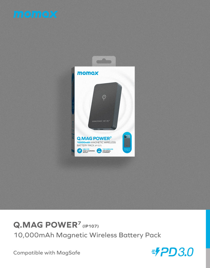 Momax Q.Mag Power 7 Magnetic Wireless Battery Pack 10000mAh IP107