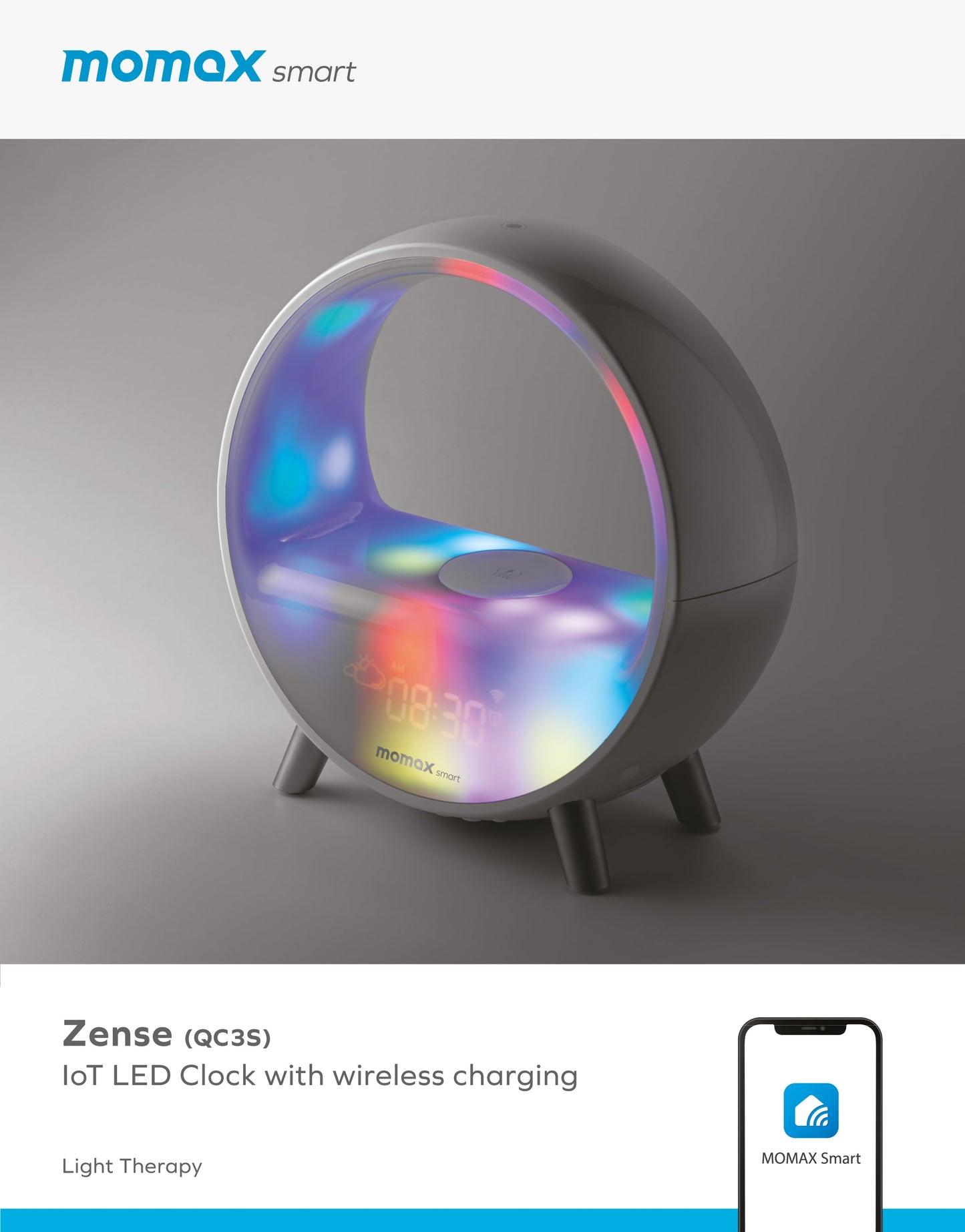 Momax Zense IoT Ambient light with Wireless Charging QC3S