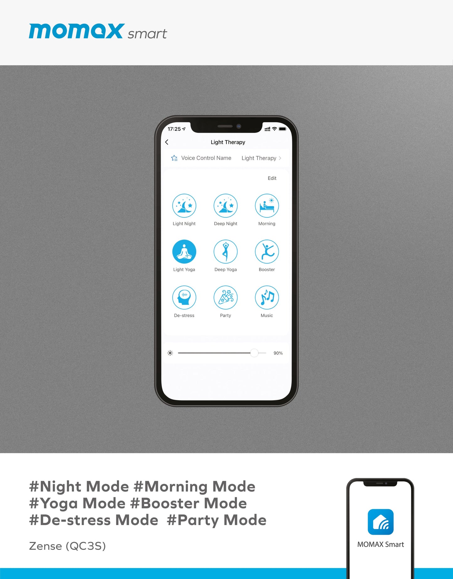 Momax Zense IoT Ambient light with Wireless Charging QC3S