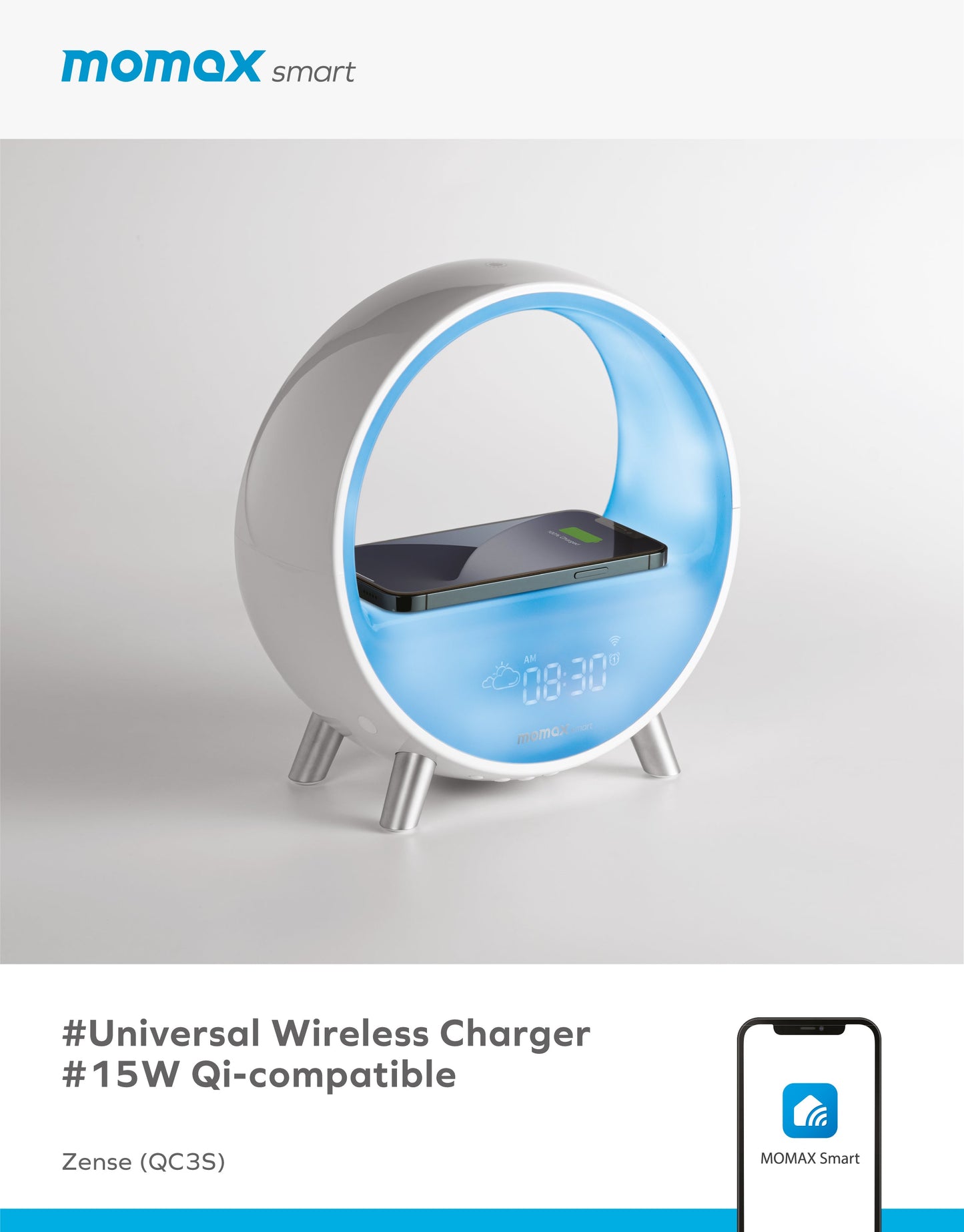 Momax Zense IoT Ambient light with Wireless Charging QC3S