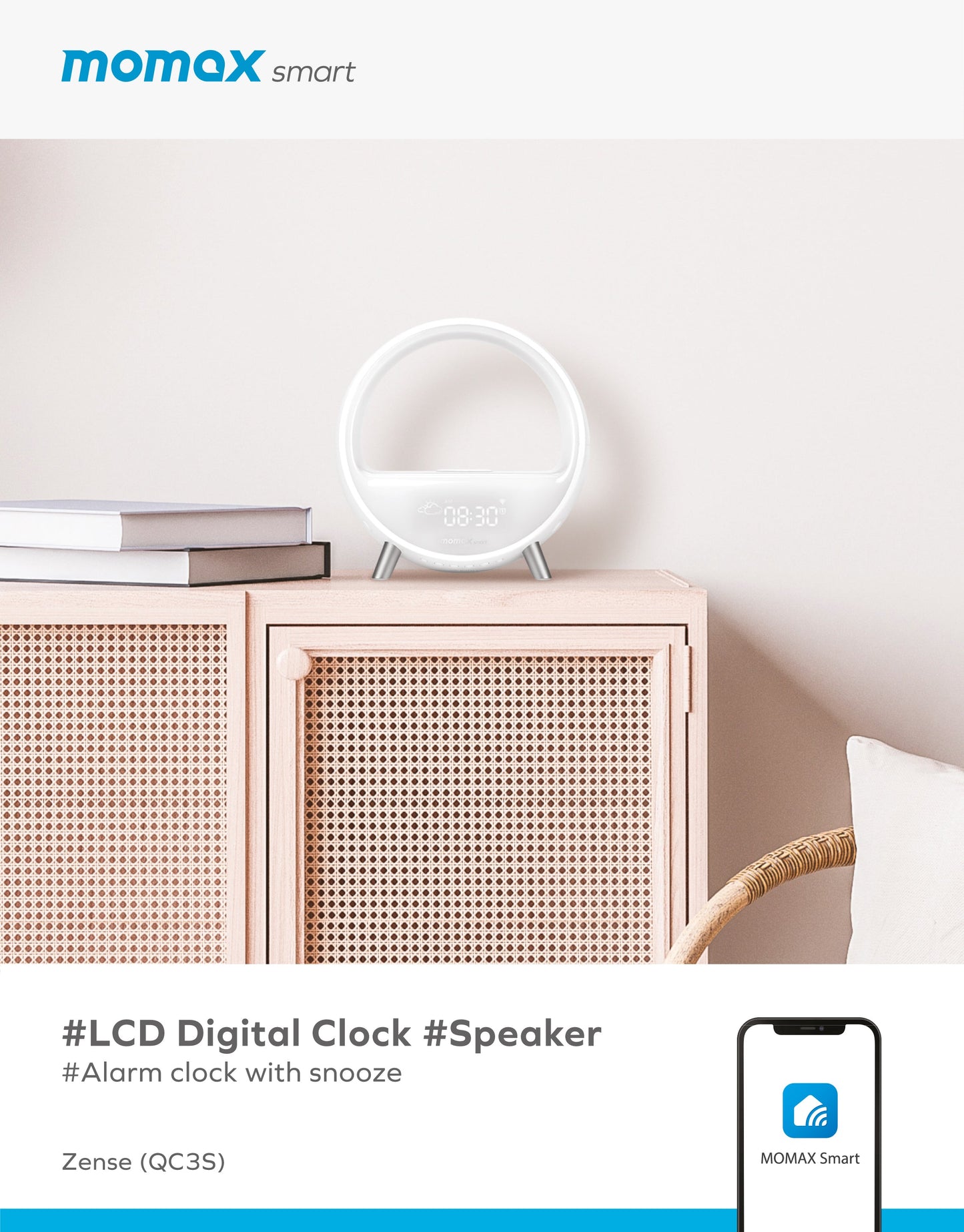 Momax Zense IoT Ambient light with Wireless Charging QC3S