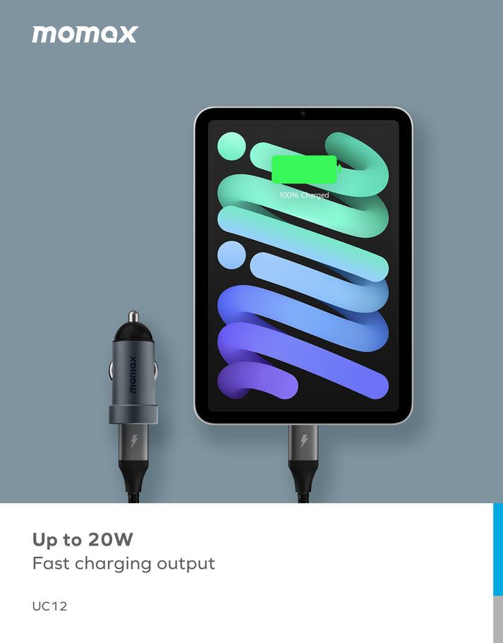 Momax 20W Dual-port Car Charger UC12