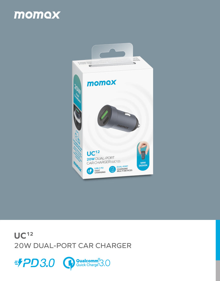 Momax 20W Dual-port Car Charger UC12