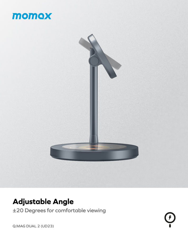 Momax Q.Mag Dual 2 Dual Magnetic Wireless Charging Stand UD23