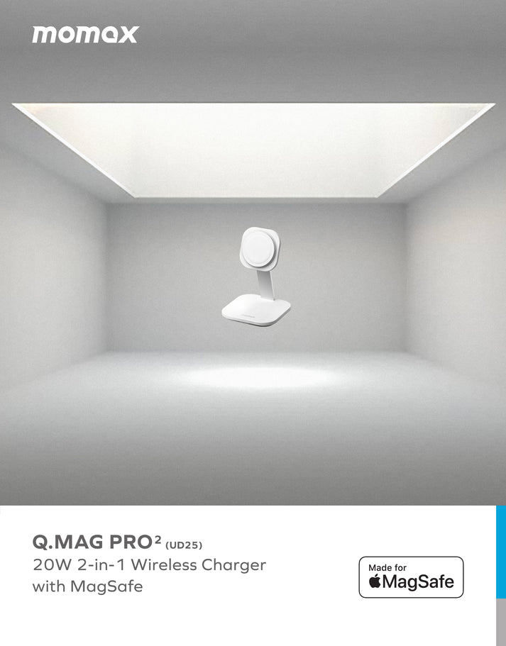 Momax Q.Mag Pro 2 2-in-1 Wireless Charger with MagSafe UD25