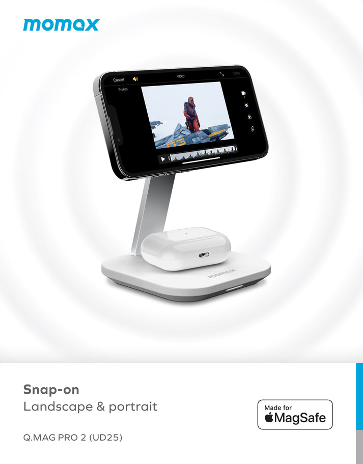 Momax Q.Mag Pro 2 2-in-1 Wireless Charger with MagSafe UD25