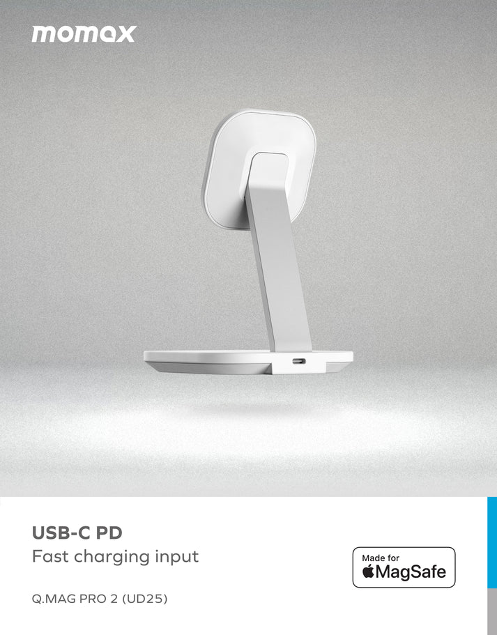 Momax Q.Mag Pro 2 2-in-1 Wireless Charger with MagSafe UD25