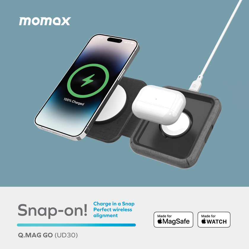 Momax Q.Mag Go Folding MageSafe 2-in-1 Wireless Charger UD30MFI