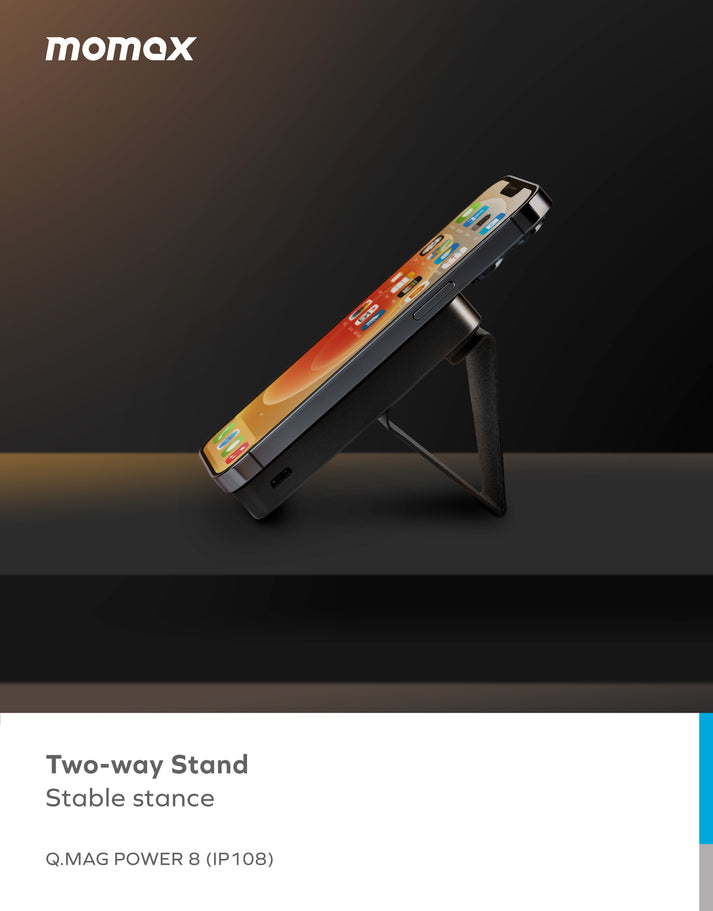 Momax Q.Mag Power 8 Magnetic Wireless Charging Power Bank with Stand 5000mAh IP108