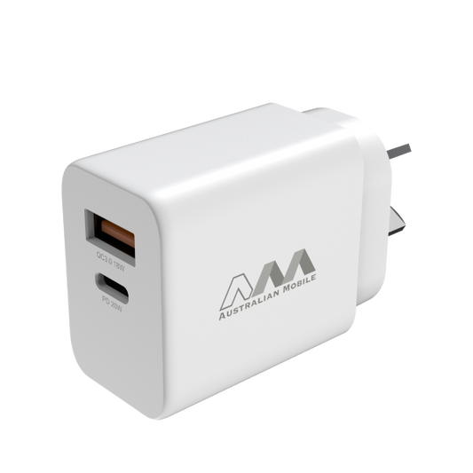 Australian Mobile AMC02 USB-C + USB-A 20W PD QC3.0 Adapter With Smart IC
