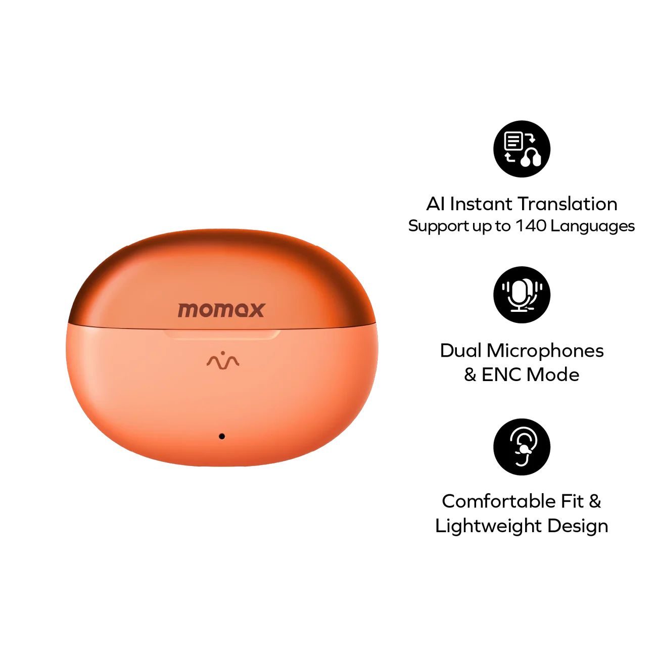 Momax 1-Vibe Clip M.IN.D AI ENC Clip-On Earbuds